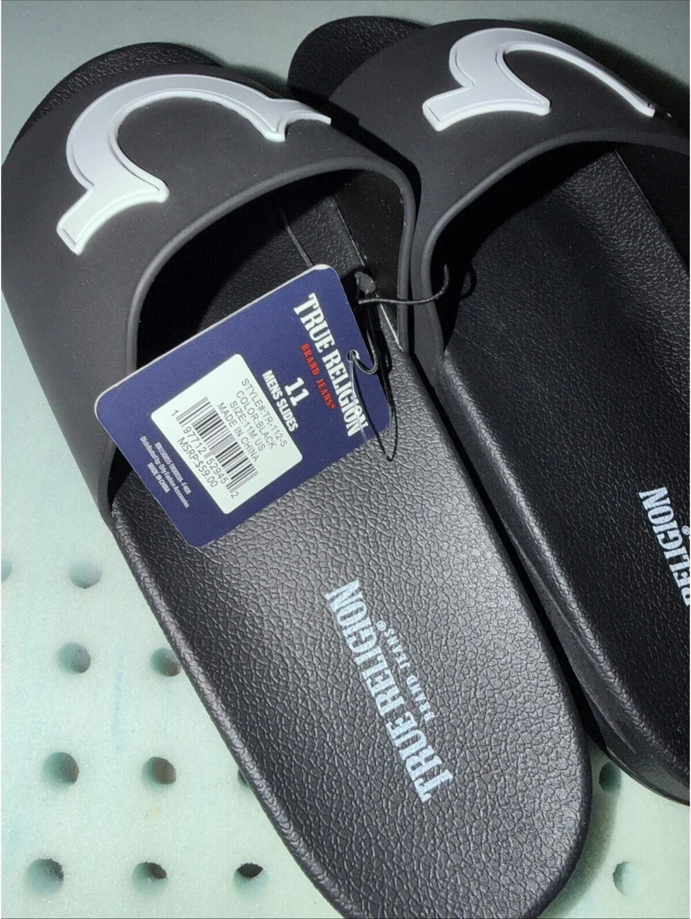 TRUE RELIGION Mens Slides Horseshoe Logo black various